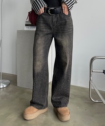 SHAGGIE | オーロララインストーン付きヴィンテージルーズデニムパンツ(デニムパンツ)