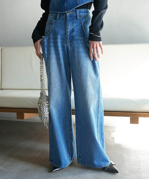 VIS（ビス）の「【セットアップ対応】デニムワイドパンツ【洗える】（デニムパンツ・レディース・ブルー/サックスブルー・S/M）」の14枚目の写真