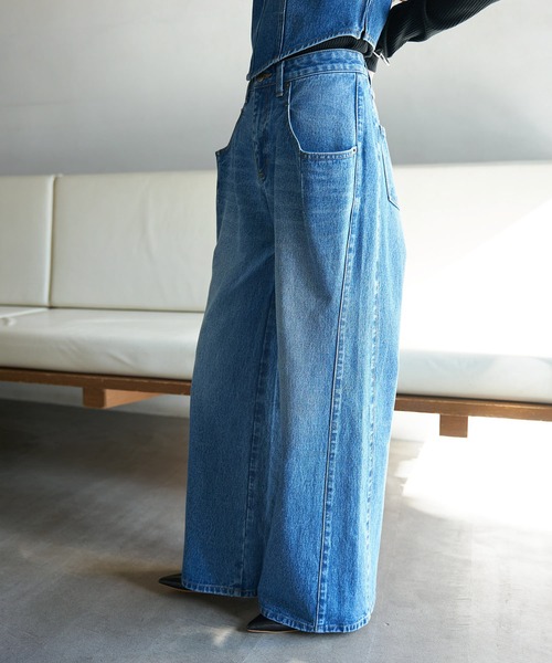 VIS（ビス）の「【セットアップ対応】デニムワイドパンツ【洗える】（デニムパンツ・レディース・ブルー/サックスブルー・S/M）」の15枚目の写真