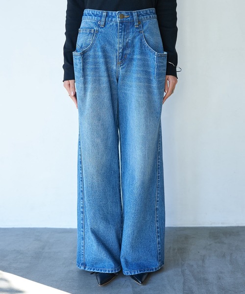 VIS（ビス）の「【セットアップ対応】デニムワイドパンツ【洗える】（デニムパンツ・レディース・ブルー/サックスブルー・S/M）」の19枚目の写真