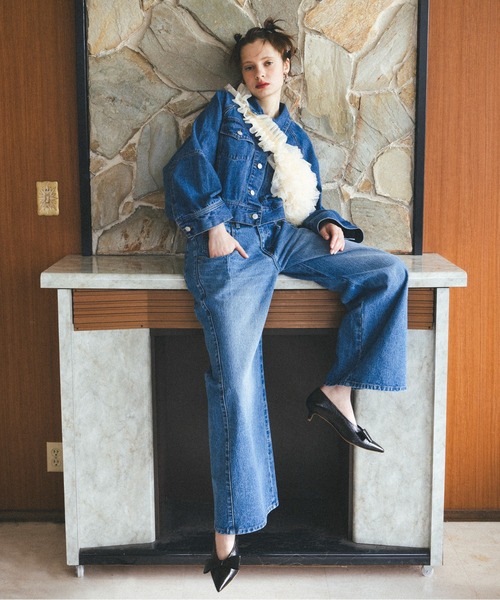 VIS（ビス）の「【セットアップ対応】デニムワイドパンツ【洗える】（デニムパンツ・レディース・ブルー/サックスブルー・S/M）」の4枚目の写真