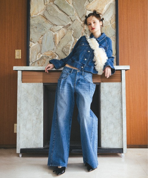 VIS（ビス）の「【セットアップ対応】デニムワイドパンツ【洗える】（デニムパンツ・レディース・ブルー/サックスブルー・S/M）」の5枚目の写真