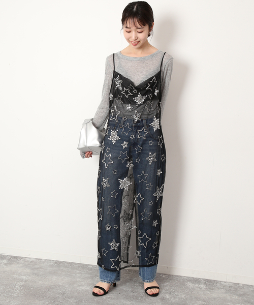 SLOBE IENA(スローブイエナ)の「【OneTeaSpoon/ワンティースプーン】 STAR SLIP DRESSワンピース(ワンピース・レディース・ブラック・FREE)」の2枚目の写真