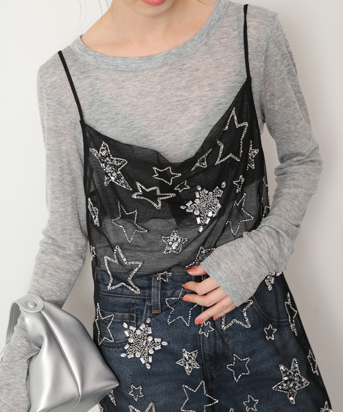 SLOBE IENA(スローブイエナ)の「【OneTeaSpoon/ワンティースプーン】 STAR SLIP DRESSワンピース(ワンピース・レディース・ブラック・FREE)」の3枚目の写真