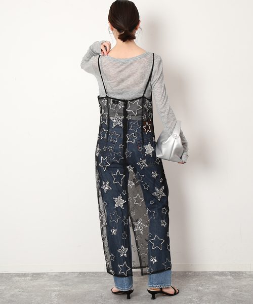 SLOBE IENA(スローブイエナ)の「【OneTeaSpoon/ワンティースプーン】 STAR SLIP DRESSワンピース(ワンピース・レディース・ブラック・FREE)」の4枚目の写真