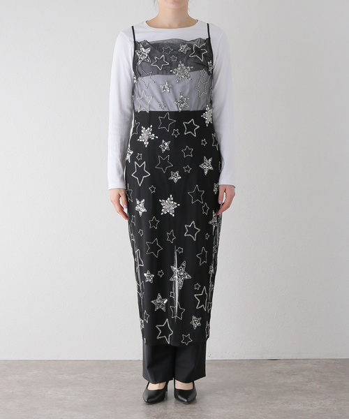 SLOBE IENA(スローブイエナ)の「【OneTeaSpoon/ワンティースプーン】 STAR SLIP DRESSワンピース(ワンピース・レディース・ブラック・FREE)」の6枚目の写真