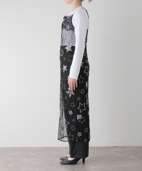 SLOBE IENA(スローブイエナ)の「【OneTeaSpoon/ワンティースプーン】 STAR SLIP DRESSワンピース(ワンピース・レディース・ブラック・FREE)」の7枚目の写真