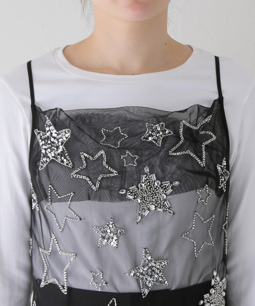 SLOBE IENA(スローブイエナ)の「【OneTeaSpoon/ワンティースプーン】 STAR SLIP DRESSワンピース(ワンピース・レディース・ブラック・FREE)」の9枚目の写真