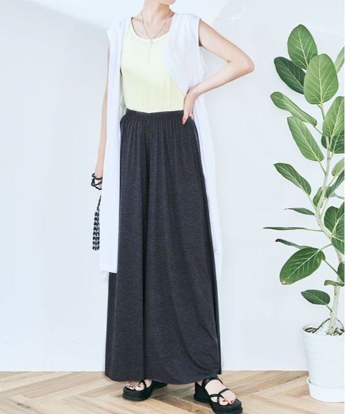 kirakiraShop(キラキラショップ)の「スカートのような ワイド フレア ロング パンツ(その他パンツ・レディース・ブルーグリーン/ライトパープル/チャコール/カーキ/ブラック/ネイビー/ブラウン・FREE)」の16枚目の写真