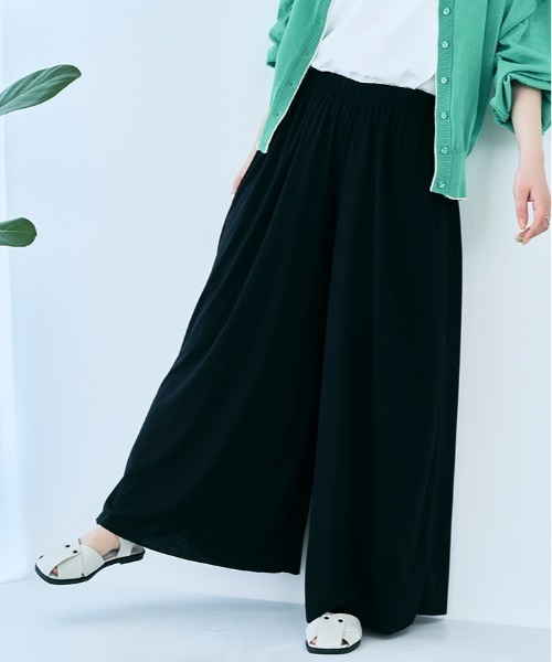 kirakiraShop(キラキラショップ)の「スカートのような ワイド フレア ロング パンツ(その他パンツ・レディース・ブルーグリーン/ライトパープル/チャコール/カーキ/ブラック/ネイビー/ブラウン・FREE)」の12枚目の写真