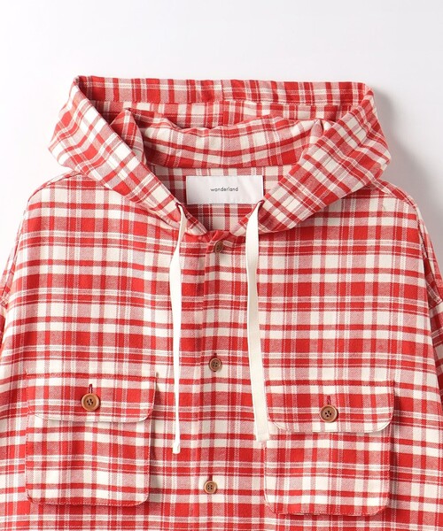 wonderland（ワンダーランド）の「＜wonderland＞ フーディー シャツ（シャツ/ブラウス・メンズ・ライラック/レッド・L/XL）」の4枚目の写真