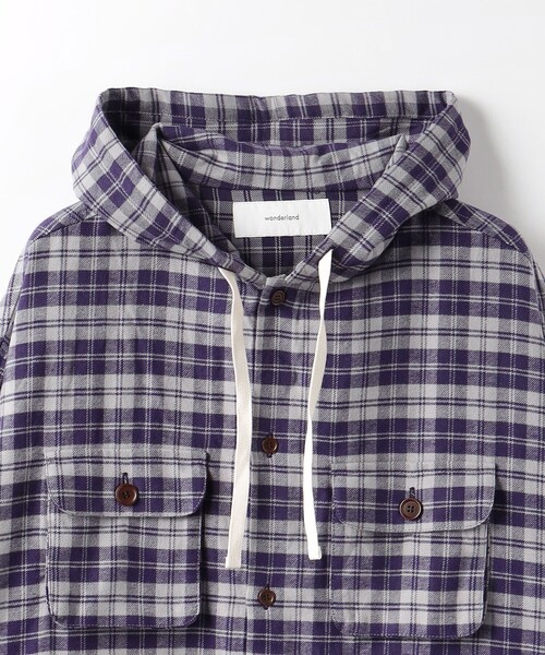 wonderland（ワンダーランド）の「＜wonderland＞ フーディー シャツ（シャツ/ブラウス・メンズ・ライラック/レッド・L/XL）」の13枚目の写真