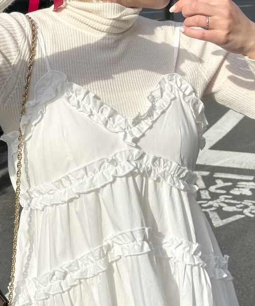 Alley by w closet（アリーバイダブルクローゼット）の「【Alley】コットンフリルキャミワンピース（ワンピース・レディース・スミクロ/オフホワイト・FREE）」の10枚目の写真