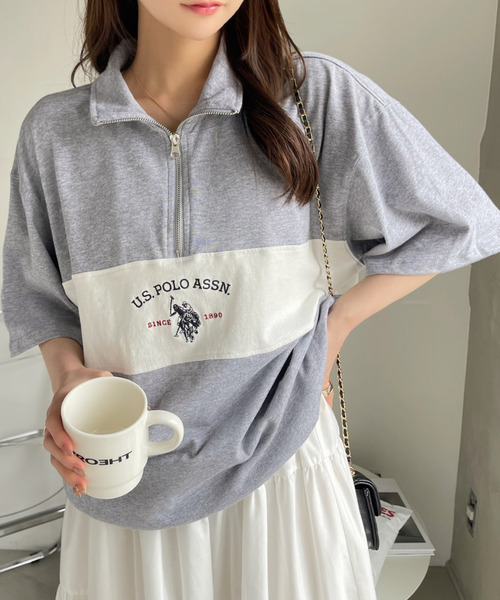 U.S. POLO ASSN.(ユーエスポロアッスン)の「U.S. POLO ASSN. レトロポロハーフジップ(Tシャツ/カットソー・レディース・ブラック/ネイビー/グレー/オフホワイト・L/M)」の3枚目の写真