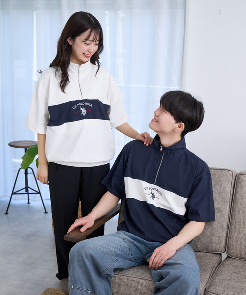 U.S. POLO ASSN.(ユーエスポロアッスン)の「U.S. POLO ASSN. レトロポロハーフジップ(Tシャツ/カットソー・レディース・ブラック/ネイビー/グレー/オフホワイト・L/M)」の2枚目の写真
