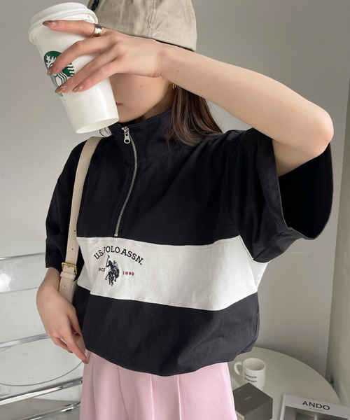 U.S. POLO ASSN.(ユーエスポロアッスン)の「U.S. POLO ASSN. レトロポロハーフジップ(Tシャツ/カットソー・レディース・ブラック/ネイビー/グレー/オフホワイト・L/M)」の16枚目の写真