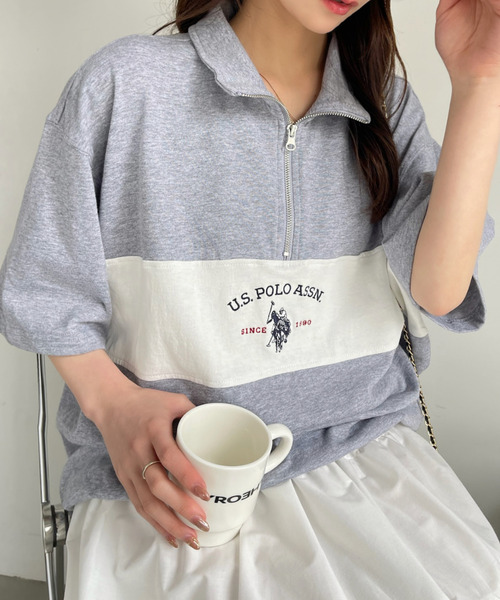 U.S. POLO ASSN.(ユーエスポロアッスン)の「U.S. POLO ASSN. レトロポロハーフジップ(Tシャツ/カットソー・レディース・ブラック/ネイビー/グレー/オフホワイト・L/M)」の19枚目の写真