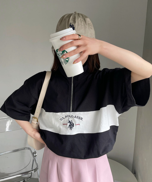 U.S. POLO ASSN.(ユーエスポロアッスン)の「U.S. POLO ASSN. レトロポロハーフジップ(Tシャツ/カットソー・レディース・ブラック/ネイビー/グレー/オフホワイト・L/M)」の15枚目の写真