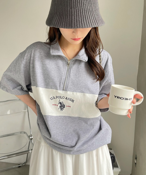 U.S. POLO ASSN.(ユーエスポロアッスン)の「U.S. POLO ASSN. レトロポロハーフジップ(Tシャツ/カットソー・レディース・ブラック/ネイビー/グレー/オフホワイト・L/M)」の18枚目の写真