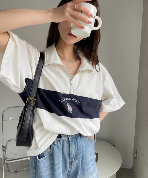 U.S. POLO ASSN.(ユーエスポロアッスン)の「U.S. POLO ASSN. レトロポロハーフジップ(Tシャツ/カットソー・レディース・ブラック/ネイビー/グレー/オフホワイト・L/M)」の5枚目の写真