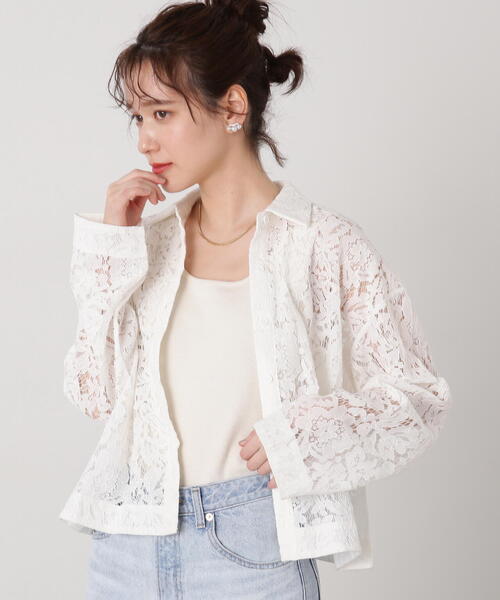 N.（N. Natural Beauty Basic）（エヌエヌナチュラルビューティーベーシック）の「◆ケミカルレースシャツ（シャツ/ブラウス・レディース・オフホワイト/ブラック・MEDIUM）」の18枚目の写真