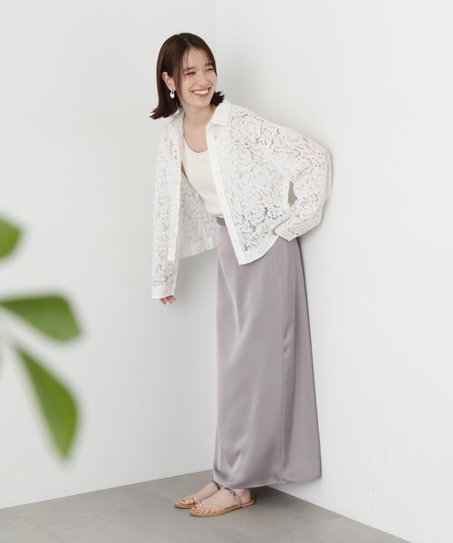 N.（N. Natural Beauty Basic）（エヌエヌナチュラルビューティーベーシック）の「◆ケミカルレースシャツ（シャツ/ブラウス・レディース・オフホワイト/ブラック・MEDIUM）」の8枚目の写真