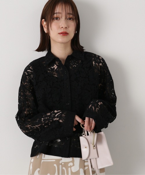 N.（N. Natural Beauty Basic）（エヌエヌナチュラルビューティーベーシック）の「◆ケミカルレースシャツ（シャツ/ブラウス・レディース・オフホワイト/ブラック・MEDIUM）」の2枚目の写真