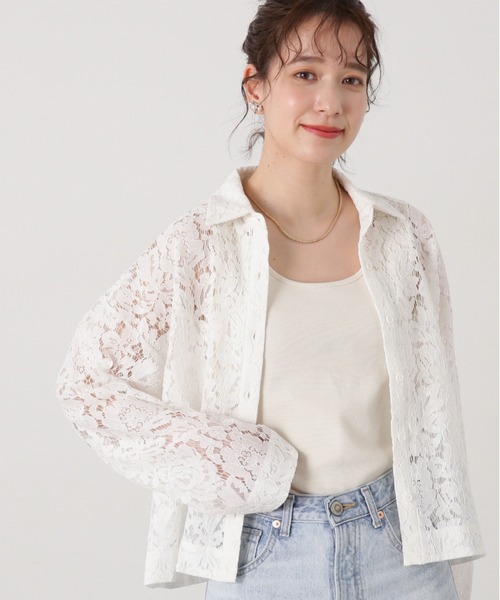 N.（N. Natural Beauty Basic）（エヌエヌナチュラルビューティーベーシック）の「◆ケミカルレースシャツ（シャツ/ブラウス・レディース・オフホワイト/ブラック・MEDIUM）」の6枚目の写真