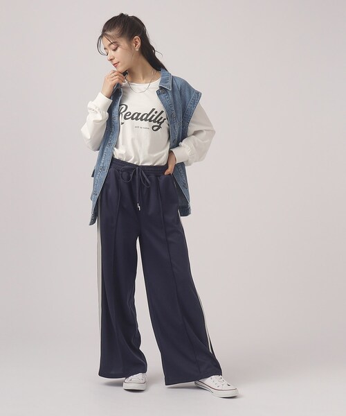 Cutie Blonde(キューティーブロンド)の「◆【セットアップ可】ライン入り トラックワイドパンツ(その他パンツ・レディース・グレー/ネイビー/ブラック・02/03/04)」の10枚目の写真