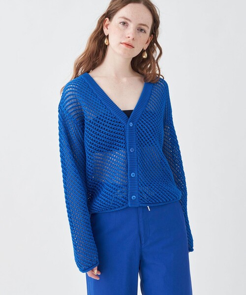 【24SS】 MACPHEE マカフィー メッシュコットン Vネックカーディガン MACPHEE（マカフィー）の「メッシュコットン Vネック