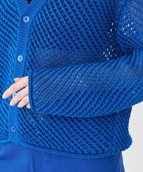 【24SS】 MACPHEE マカフィー メッシュコットン Vネックカーディガン MACPHEE（マカフィー）の「メッシュコットン Vネック