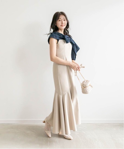 RANDA（ランダ）の「ハイウエストマーメイドキャミワンピース（ワンピース・レディース・ベージュ/グレー/ブラック・1/0）」の5枚目の写真
