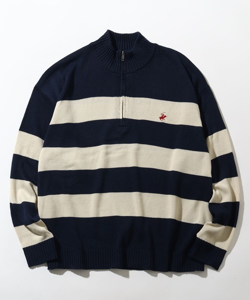 BEVERLY HILLS POLO CLUB(ビバリーヒルズポロクラブ)の「【BEVERLY HILLS POLO CLUB/ビバリーヒルズポロクラブ】ワンポイントポニー刺繍 ハーフジップポリニットプルオーバー(ニット/セーター・メンズ・ネイビー/ブラック/グリーン系/アイボリー/ネイビー系・L/M/LL)」の5枚目の写真