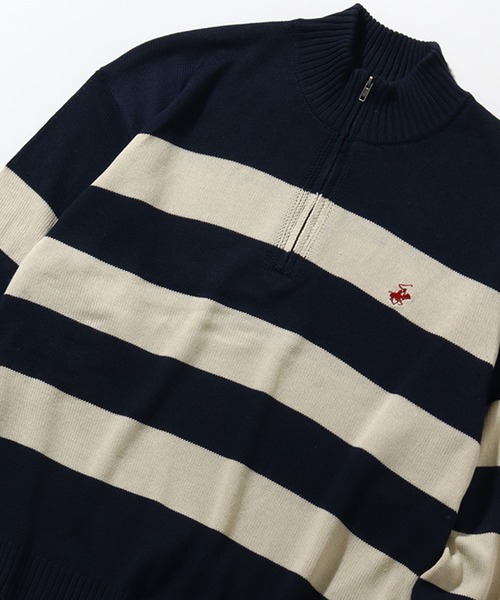 BEVERLY HILLS POLO CLUB(ビバリーヒルズポロクラブ)の「【BEVERLY HILLS POLO CLUB/ビバリーヒルズポロクラブ】ワンポイントポニー刺繍 ハーフジップポリニットプルオーバー(ニット/セーター・メンズ・ネイビー/ブラック/グリーン系/アイボリー/ネイビー系・L/M/LL)」の11枚目の写真