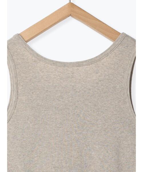 Samansa Mos2（サマンサ モスモス）の「テレコノースリーブカットソー（Tシャツ/カットソー・レディース・キナリ/チャコールグレー/ベージュ・F）」の4枚目の写真