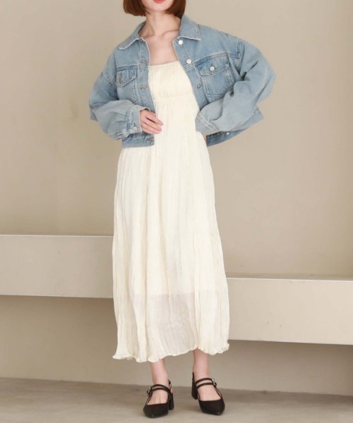 archives（アルシーヴ）の「リンクルシャイニーキャミワンピース（ワンピース・レディース・ブラック/アイボリー/ラベンダー/グレー・MEDIUM）」の2枚目の写真