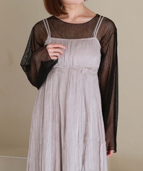 archives（アルシーヴ）の「リンクルシャイニーキャミワンピース（ワンピース・レディース・ブラック/アイボリー/ラベンダー/グレー・MEDIUM）」の15枚目の写真