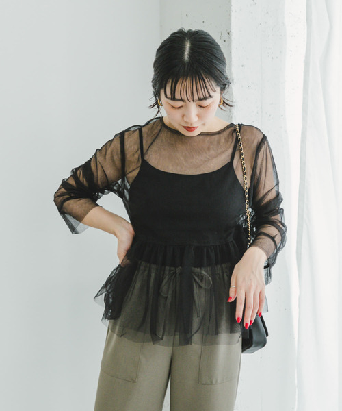 ITEMS URBANRESEARCH（アイテムズ アーバンリサーチ）の「チュールティアードプルオーバー（その他トップス・レディース・ブラック/モカ・FREE）」の5枚目の写真