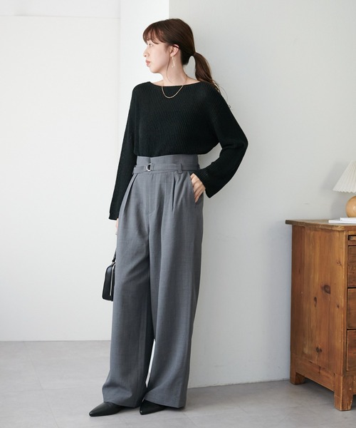 DISCOAT（ディスコート）の「テックリネンハイウエストベルト付ワイドパンツ≪WEB限定カラーあり≫（その他パンツ・レディース・グレー/ブラック/ベージュ・FREE/SMALL/LARGE/MEDIUM）」の14枚目の写真