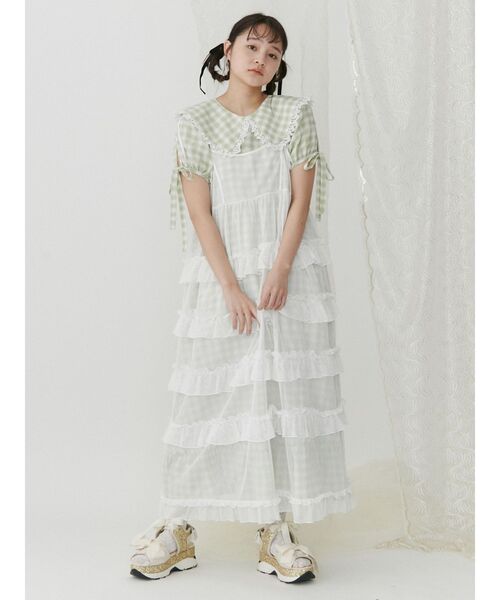 【merry jenny】 メッシュフリルキャミワンピース merry jenny（メリージェニー）の「メッシュフリルキャミ