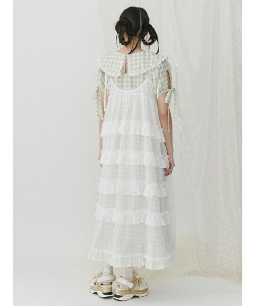 merry jenny(メリージェニー)の「メッシュフリルキャミワンピース(ワンピース・レディース・オフホワイト/ブラック/ピンク・FREE)」の13枚目の写真