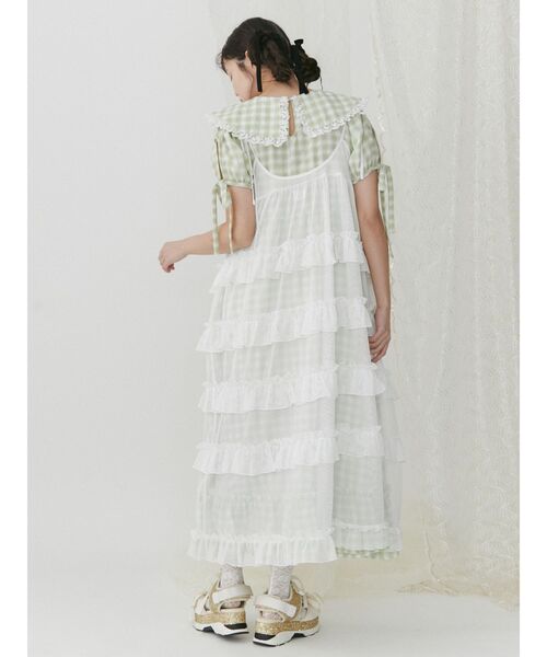 merry jenny(メリージェニー)の「メッシュフリルキャミワンピース(ワンピース・レディース・オフホワイト/ブラック/ピンク・FREE)」の14枚目の写真