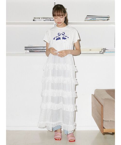 merry jenny(メリージェニー)の「メッシュフリルキャミワンピース(ワンピース・レディース・オフホワイト/ブラック/ピンク・FREE)」の20枚目の写真