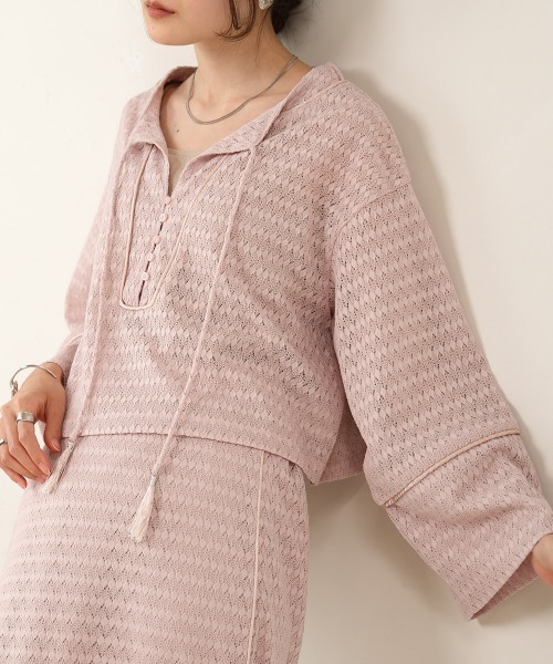 Bab（バブ）の「【セットアップ対応】エンブロイダリーレースカフタンブラウス（シャツ/ブラウス・レディース・ピンク/カーキ/アイボリー・FREE）」の3枚目の写真