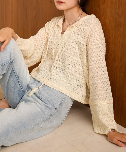 Bab（バブ）の「【セットアップ対応】エンブロイダリーレースカフタンブラウス（シャツ/ブラウス・レディース・ピンク/カーキ/アイボリー・FREE）」の11枚目の写真