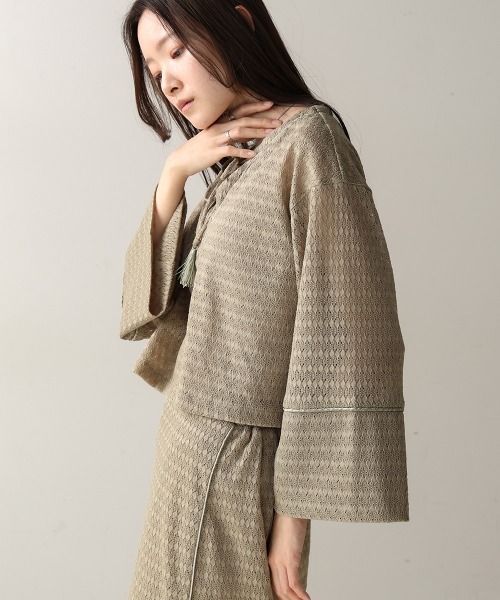 Bab（バブ）の「【セットアップ対応】エンブロイダリーレースカフタンブラウス（シャツ/ブラウス・レディース・ピンク/カーキ/アイボリー・FREE）」の17枚目の写真