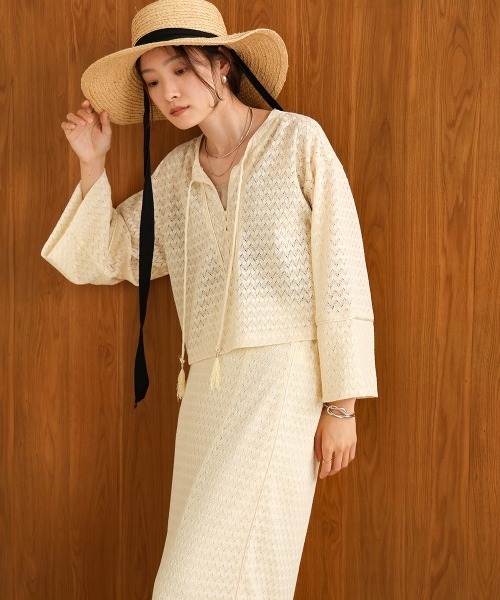 Bab（バブ）の「【セットアップ対応】エンブロイダリーレースカフタンブラウス（シャツ/ブラウス・レディース・ピンク/カーキ/アイボリー・FREE）」の4枚目の写真