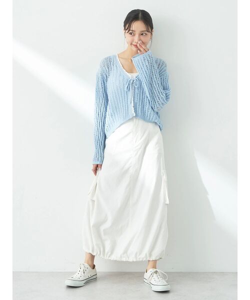 earth music&ecology（アースミュージックアンドエコロジー）の「テープヤーンリボンカーディガン（カーディガン/ボレロ・レディース・ライトパープル/モカ/ライトブルー/クリーム・FREE）」の20枚目の写真