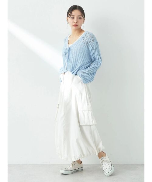 earth music&ecology（アースミュージックアンドエコロジー）の「テープヤーンリボンカーディガン（カーディガン/ボレロ・レディース・ライトパープル/モカ/ライトブルー/クリーム・FREE）」の21枚目の写真