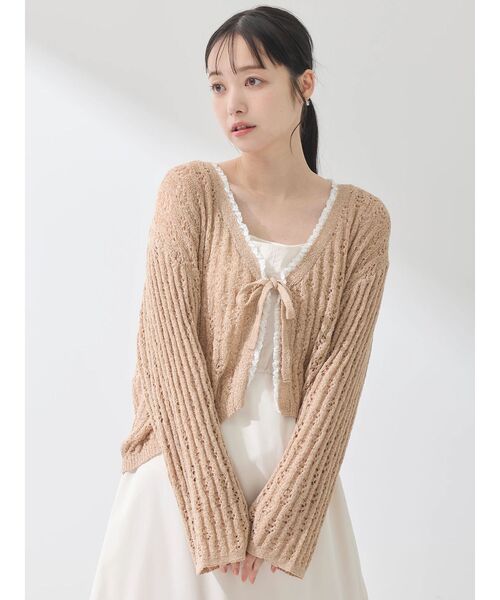 earth music&ecology（アースミュージックアンドエコロジー）の「テープヤーンリボンカーディガン（カーディガン/ボレロ・レディース・ライトパープル/モカ/ライトブルー/クリーム・FREE）」の22枚目の写真